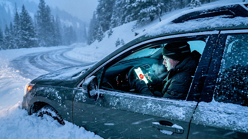 Car Stuck in Snow